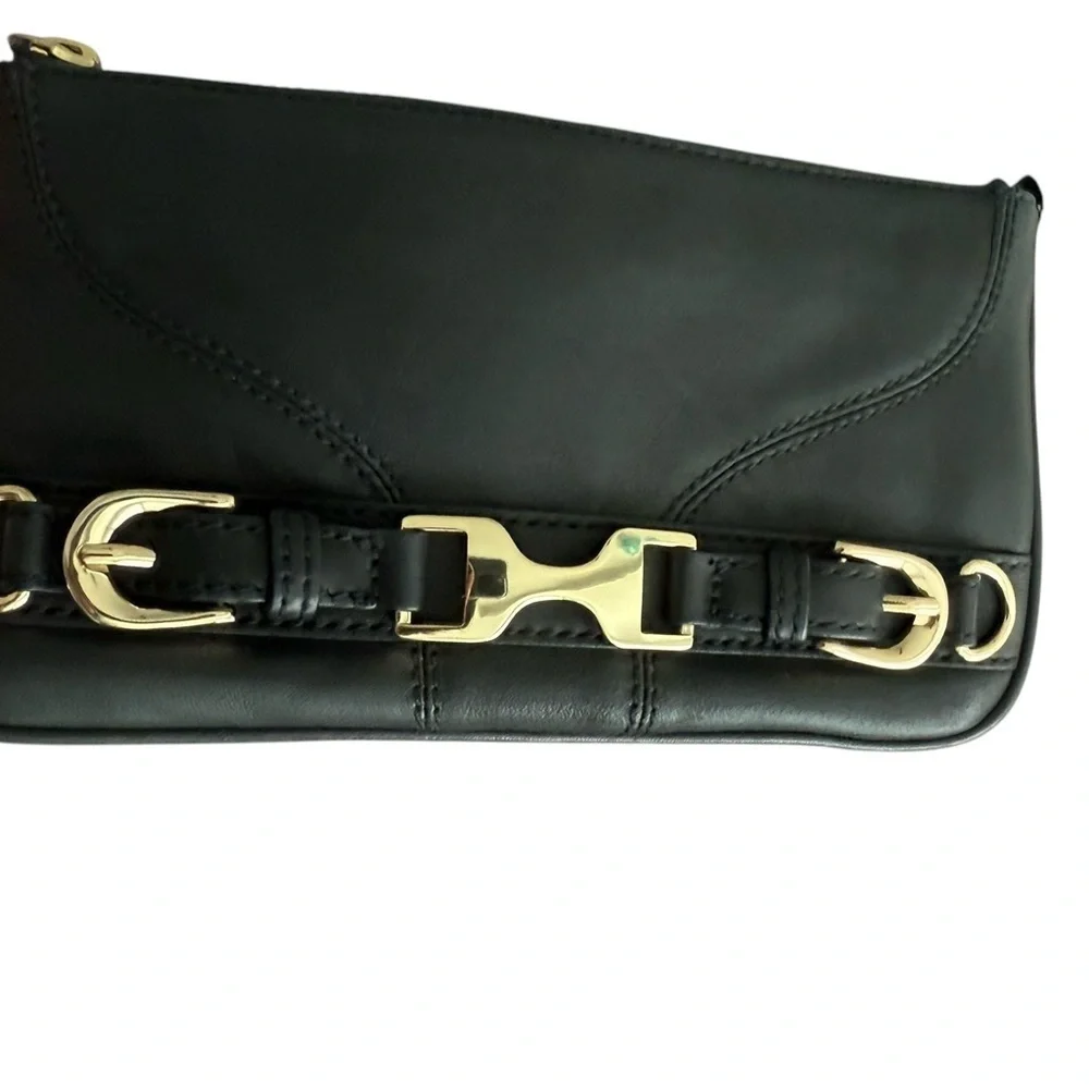 Ann Taylor Black Leather Elegant Wristlet Clutch  Bag
